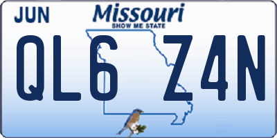 MO license plate QL6Z4N