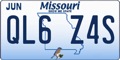 MO license plate QL6Z4S