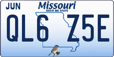 MO license plate QL6Z5E