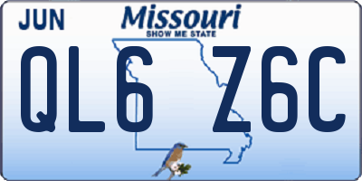 MO license plate QL6Z6C