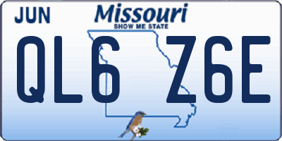 MO license plate QL6Z6E