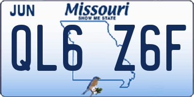 MO license plate QL6Z6F