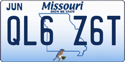 MO license plate QL6Z6T