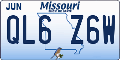 MO license plate QL6Z6W
