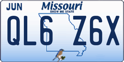 MO license plate QL6Z6X
