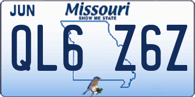 MO license plate QL6Z6Z