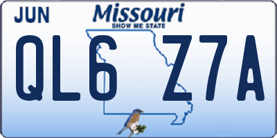 MO license plate QL6Z7A