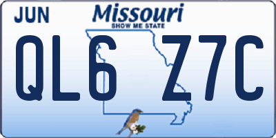 MO license plate QL6Z7C