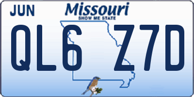 MO license plate QL6Z7D