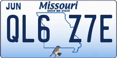 MO license plate QL6Z7E