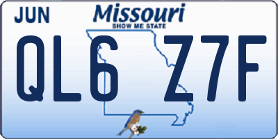 MO license plate QL6Z7F