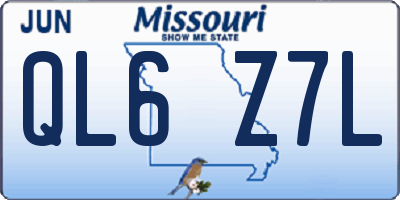 MO license plate QL6Z7L