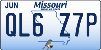 MO license plate QL6Z7P