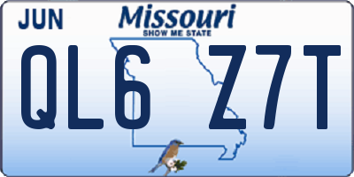 MO license plate QL6Z7T