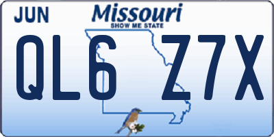 MO license plate QL6Z7X