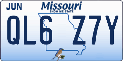MO license plate QL6Z7Y