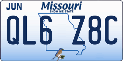MO license plate QL6Z8C