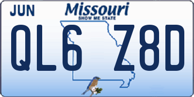 MO license plate QL6Z8D