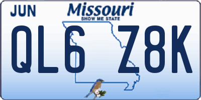 MO license plate QL6Z8K