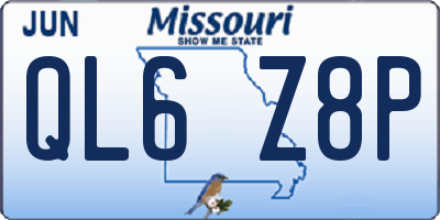 MO license plate QL6Z8P
