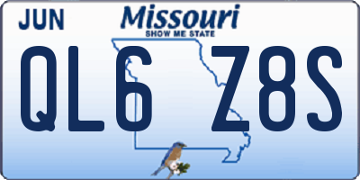 MO license plate QL6Z8S