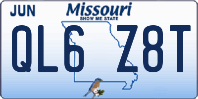 MO license plate QL6Z8T