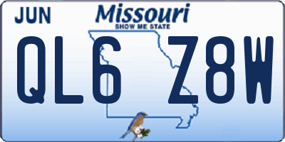 MO license plate QL6Z8W