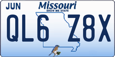 MO license plate QL6Z8X