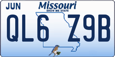 MO license plate QL6Z9B