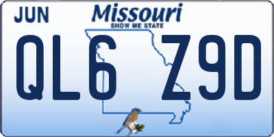 MO license plate QL6Z9D