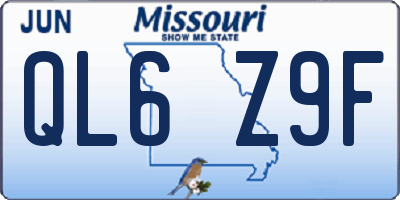 MO license plate QL6Z9F