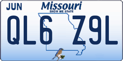 MO license plate QL6Z9L