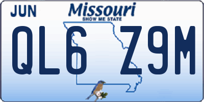 MO license plate QL6Z9M