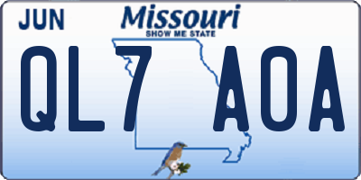 MO license plate QL7A0A