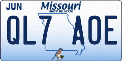 MO license plate QL7A0E