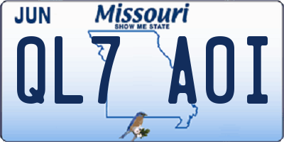 MO license plate QL7A0I