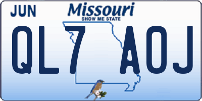 MO license plate QL7A0J
