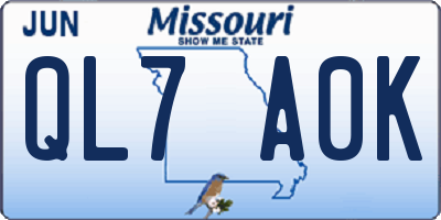 MO license plate QL7A0K