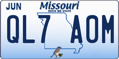 MO license plate QL7A0M