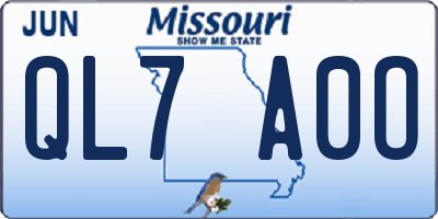 MO license plate QL7A0O