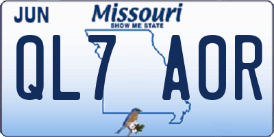 MO license plate QL7A0R