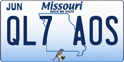 MO license plate QL7A0S