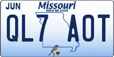 MO license plate QL7A0T