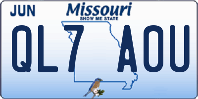 MO license plate QL7A0U