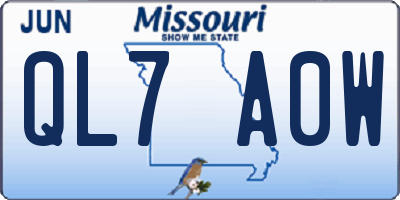 MO license plate QL7A0W