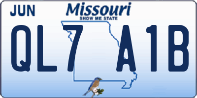 MO license plate QL7A1B