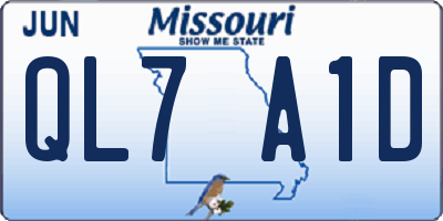 MO license plate QL7A1D