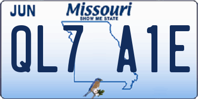 MO license plate QL7A1E