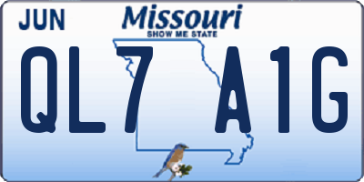 MO license plate QL7A1G