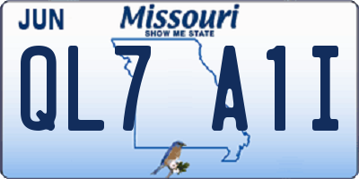 MO license plate QL7A1I